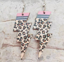 Load image into Gallery viewer, Wooden lightening bolt earrings