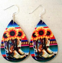 Load image into Gallery viewer, Teardrop sunflower earrings