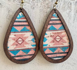 Western Wooden raindrop earrings