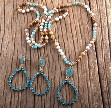 Load image into Gallery viewer, Jeweled teardrop necklace and earrings