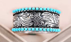 Bohemian beaded Turquoise ring