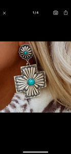 Wide cross earrings