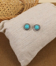 Load image into Gallery viewer, Turquoise round stud earrings