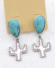 Load image into Gallery viewer, Stone post cactus earrings