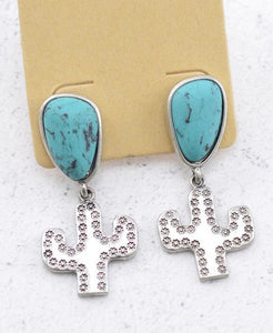 Stone post cactus earrings