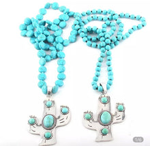 Load image into Gallery viewer, Bohemian stone  cactus necklace