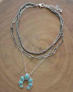 Layered Navajo pearl squash blossom necklace