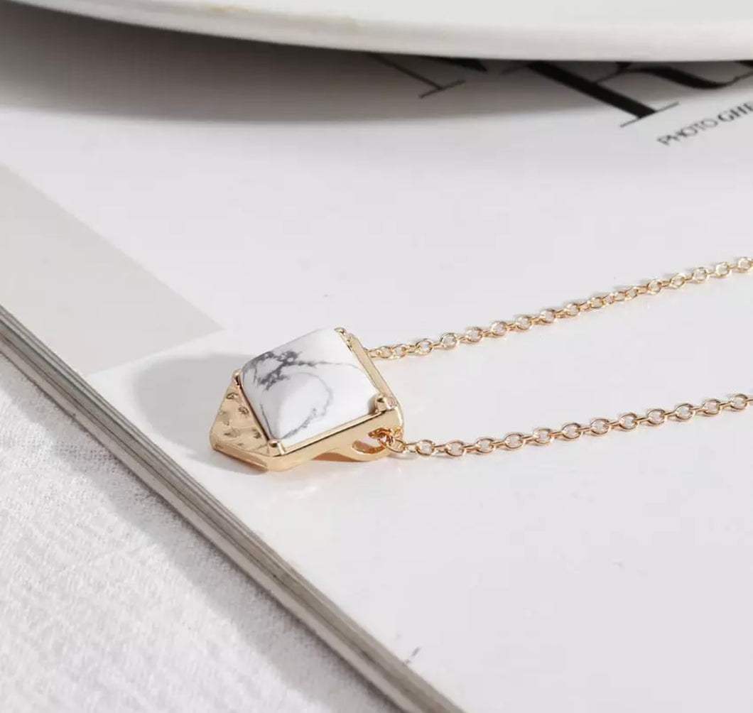 Square stone necklace