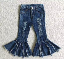 Load image into Gallery viewer, Distressed Flare bottom jeans