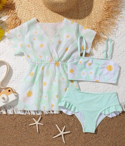 3 pc flower bikini set