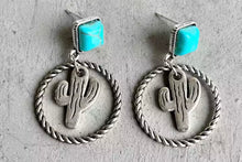 Load image into Gallery viewer, Boho silver/turquoise earrings