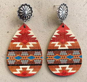 Concho Aztec Wooden earrings