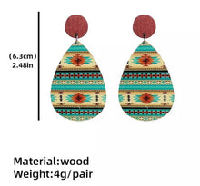 Load image into Gallery viewer, Aztec Wooden post earrings