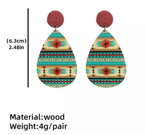 Aztec Wooden post earrings