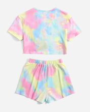 Load image into Gallery viewer, Front tie tye dye short outfit