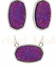 Load image into Gallery viewer, Oval(hexagon) resin druzy earring/necklace set