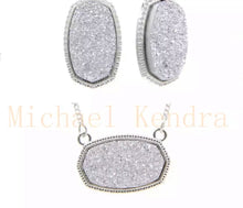 Load image into Gallery viewer, Oval(hexagon) resin druzy earring/necklace set