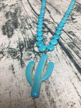 Load image into Gallery viewer, Turquoise (faux) cactus necklace