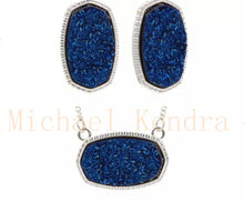 Load image into Gallery viewer, Oval(hexagon) resin druzy earring/necklace set