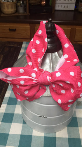 Pink polka-dot headwrap