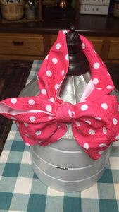 Pink polka-dot headwrap