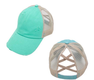 Criss cross ponytail ballcap