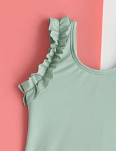 Load image into Gallery viewer, Green ruffled bikini skirt swimsuit
