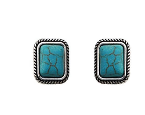 Square turquoise stud earrings