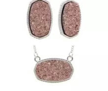 Load image into Gallery viewer, Oval(hexagon) resin druzy earring/necklace set