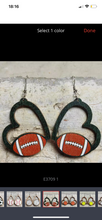 Load image into Gallery viewer, Wooden cutout sport heart earrings