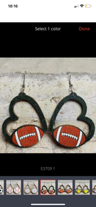 Wooden cutout sport heart earrings