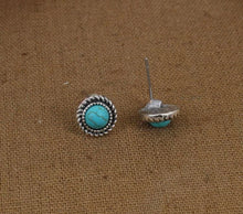 Load image into Gallery viewer, Turquoise round stud earrings