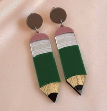 Load image into Gallery viewer, Heart pencil drop earrings