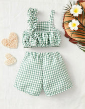 Load image into Gallery viewer, Houndstooth ruffled short outfit