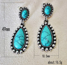 Load image into Gallery viewer, Teardrop silver/turquoise post earrings