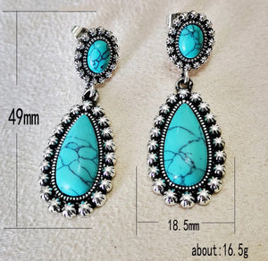 Teardrop silver/turquoise post earrings