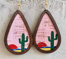 Load image into Gallery viewer, Western Wooden raindrop earrings