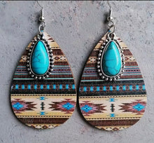 Load image into Gallery viewer, Charmed Wooden raindrop earrings