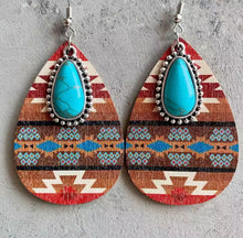 Load image into Gallery viewer, Charmed Wooden raindrop earrings