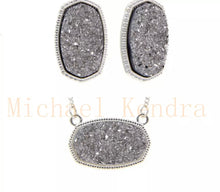 Load image into Gallery viewer, Oval(hexagon) resin druzy earring/necklace set