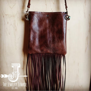 Hair on hide-Brown leather small crossbody purse