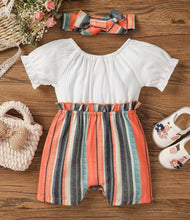 Load image into Gallery viewer, Striped ruffled romper