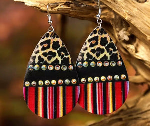 Serape leopard teardrop earrings