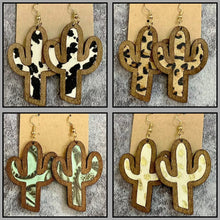 Load image into Gallery viewer, Wooden Cactus earrings