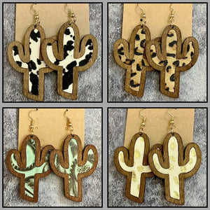 Wooden Cactus earrings