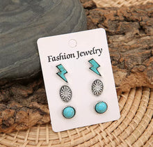 Load image into Gallery viewer, Stone trio earrings