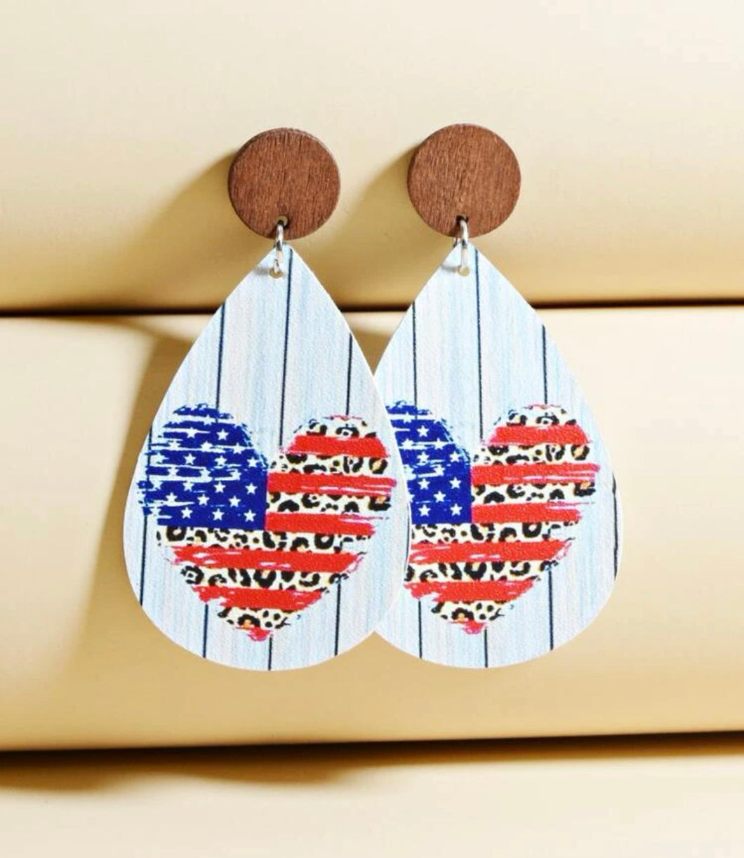 Heart American Flag earrings