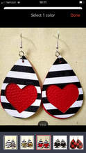 Load image into Gallery viewer, Glitter &amp; solid heart/stripe overlay earrings