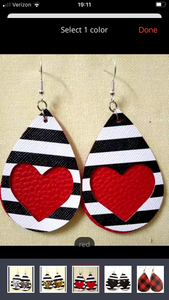 Glitter & solid heart/stripe overlay earrings