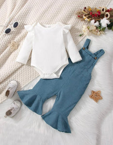 Blue overall outfit